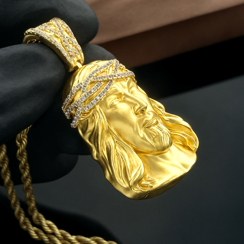 Matte Jesus Crown Of Thorns Pendant Moissanite With Street Luxury Shine - Image 4