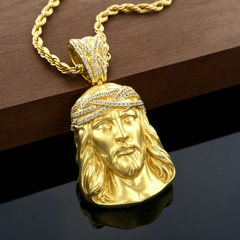 Matte Jesus Crown Of Thorns Pendant Moissanite With Street Luxury Shine