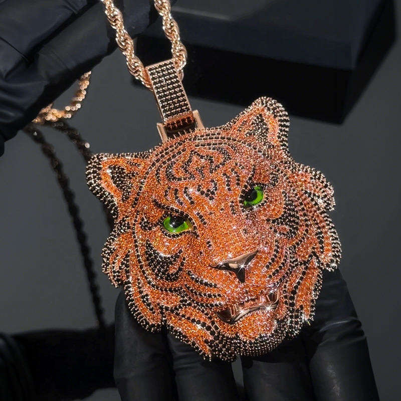 Iced Out Out Yellow& Black Diamond Tiger Pendant With Street Luxury Shine - Image 5
