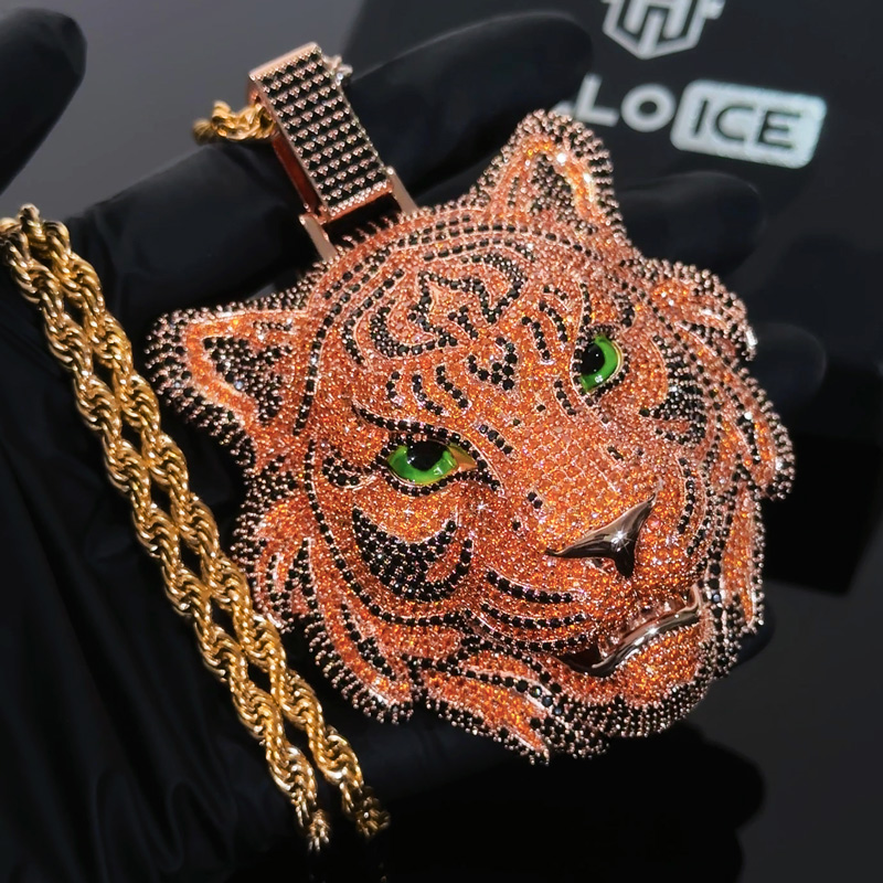 Iced Out Out Yellow& Black Diamond Tiger Pendant With Street Luxury Shine - Image 6