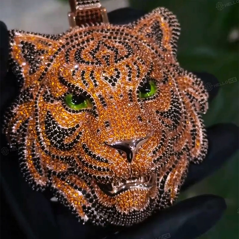 Iced Out Out Yellow& Black Diamond Tiger Pendant With Street Luxury Shine - Image 7