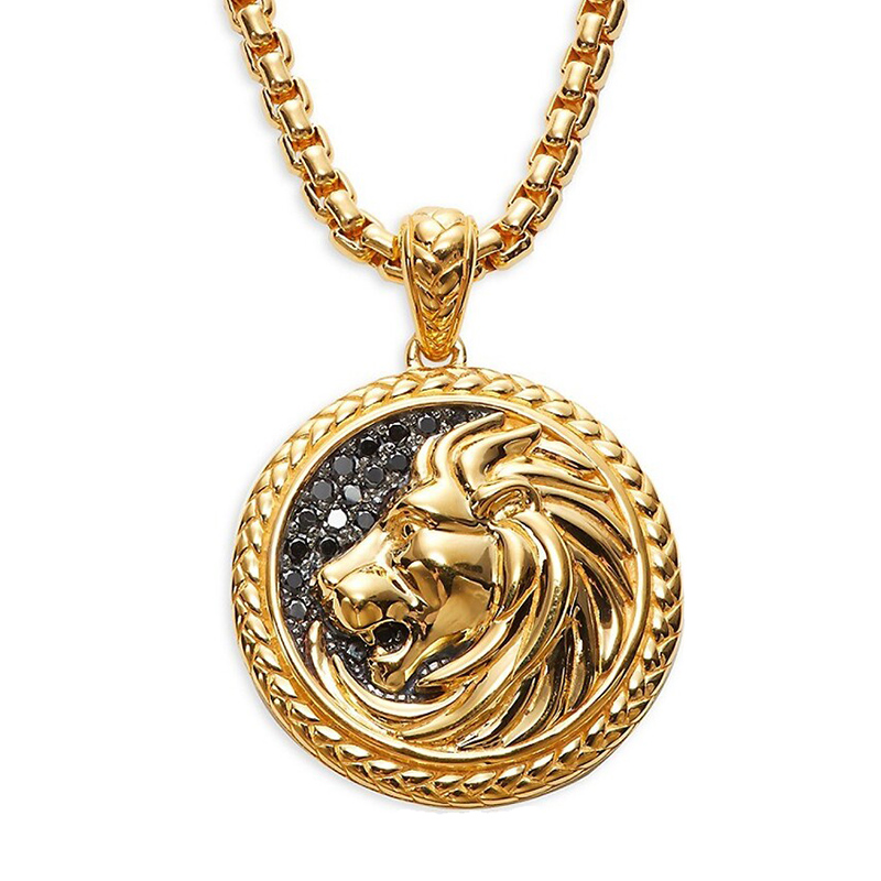Iced Out Out Black Diamond Lion Pendant Gold With Street Luxury Shine