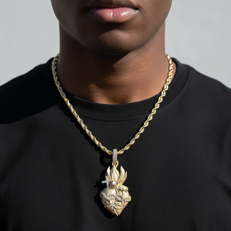 Matte Holy Heart Thorn Pendant Bold Statement Style With Street Luxury - Image 4