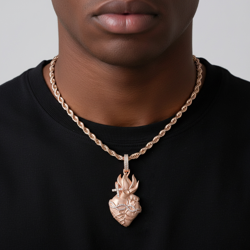 Matte Holy Heart Thorn Pendant Bold Statement Style With Street Luxury - Image 5