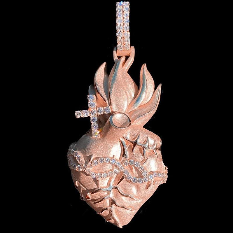 Matte Holy Heart Thorn Pendant Bold Statement Style With Street Luxury - Image 8