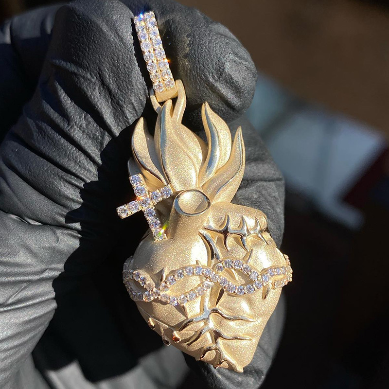 Matte Holy Heart Thorn Pendant Bold Statement Style With Street Luxury