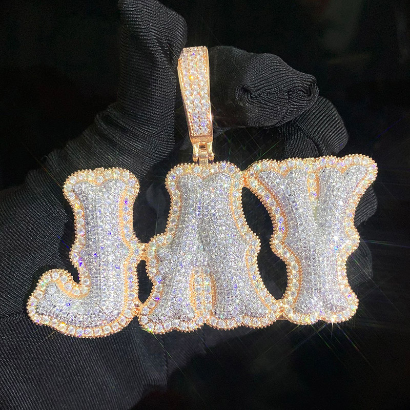 Iced Out Out Custom Micro Pave Name Pendant Gold With Street Luxury Shine