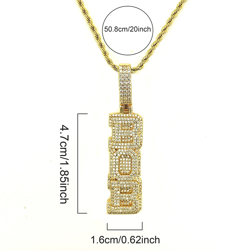 Iced Out Out Custom Double Layer Letters Vertical Name Pendant Gold - Image 6