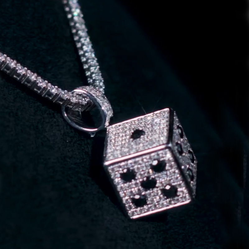 Iced Out Out Lucky Dice Pendant Gold With Street Luxury Shine - Image 4