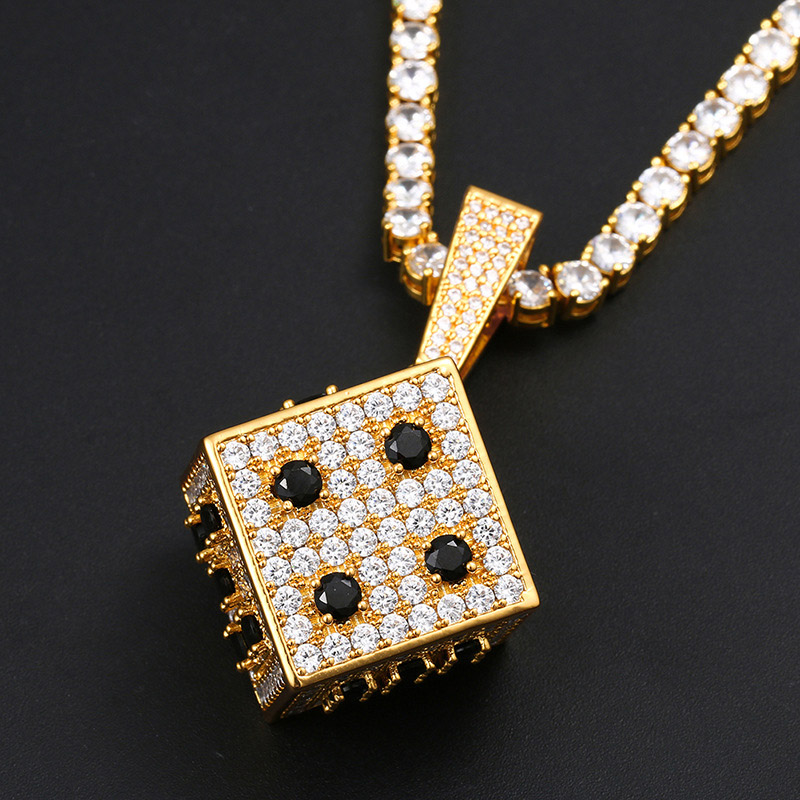 Iced Out Out Lucky Dice Pendant Gold With Street Luxury Shine - Image 7