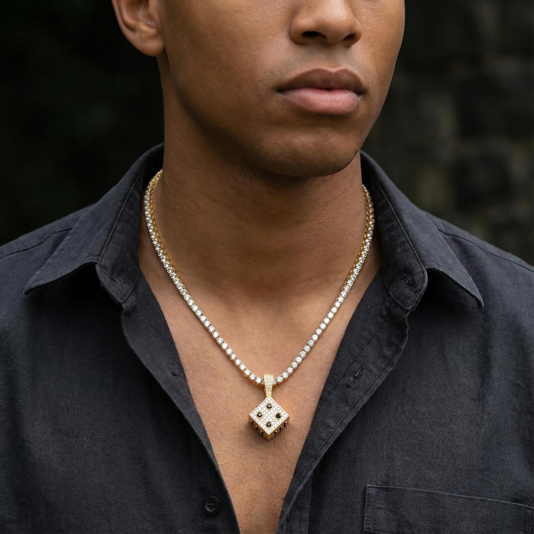 Iced Out Out Lucky Dice Pendant Gold With Street Luxury Shine - Image 8