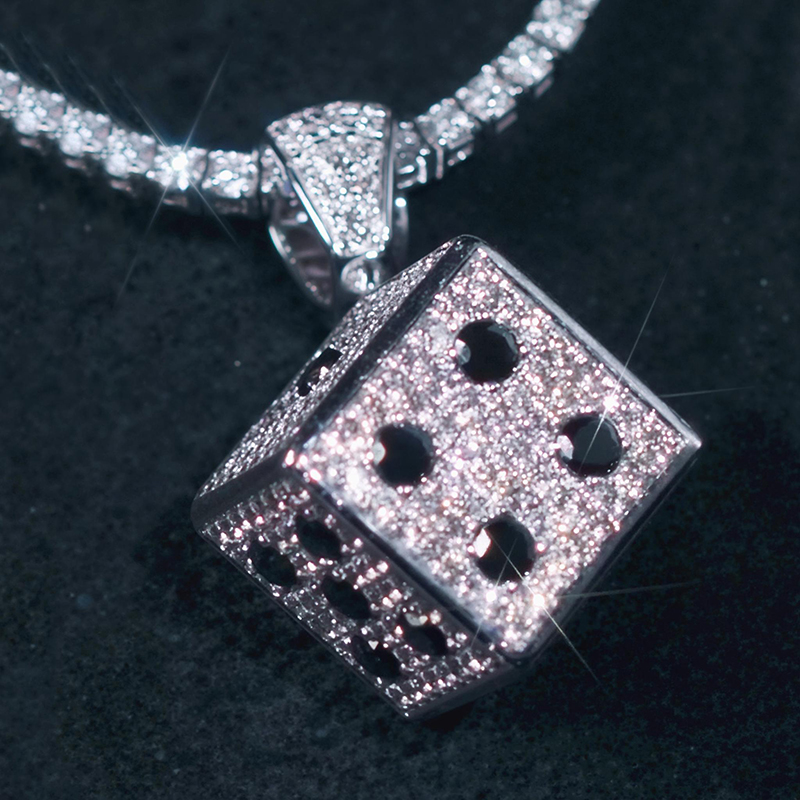 Iced Out Out Lucky Dice Pendant Gold With Street Luxury Shine