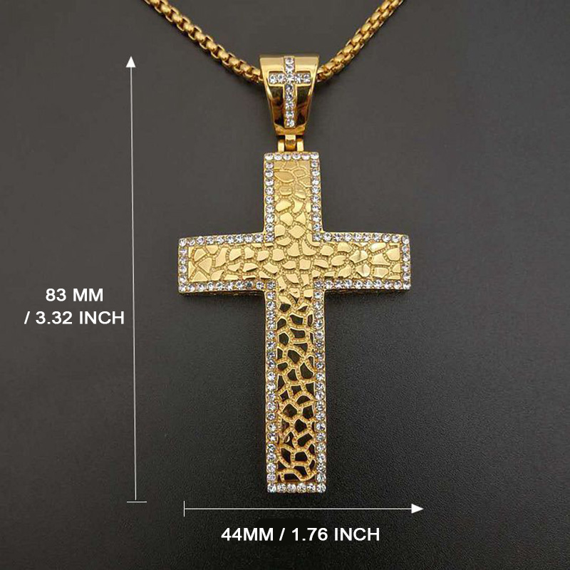 Iced Out Out Nugget Cross Pendant In Gold With Street Luxury Shine - Image 5