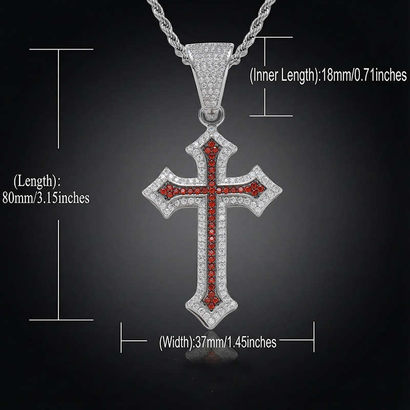 Bold Iced Out Out Black/emerald/purple/ruby Cross Pendant In White Gold - Image 6