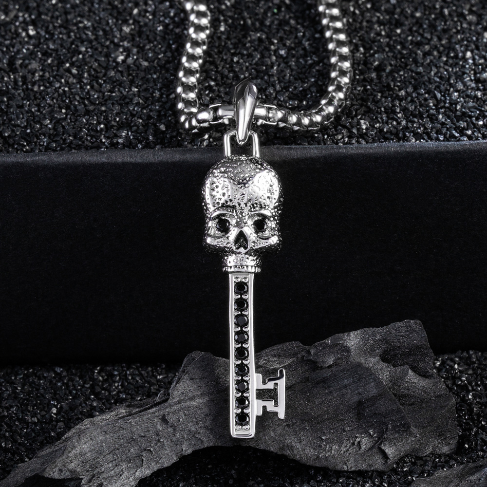 Iced Out Skull Key Pendant Gold With Street Luxury Shine