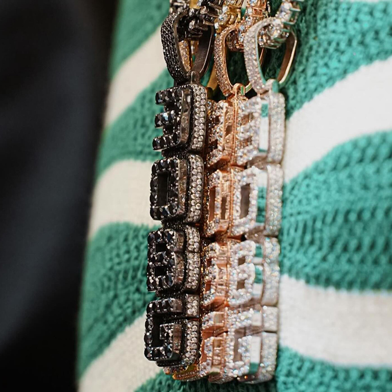 Iced Out Custom Double Layer Vertical Letter Pendant - - Image 3