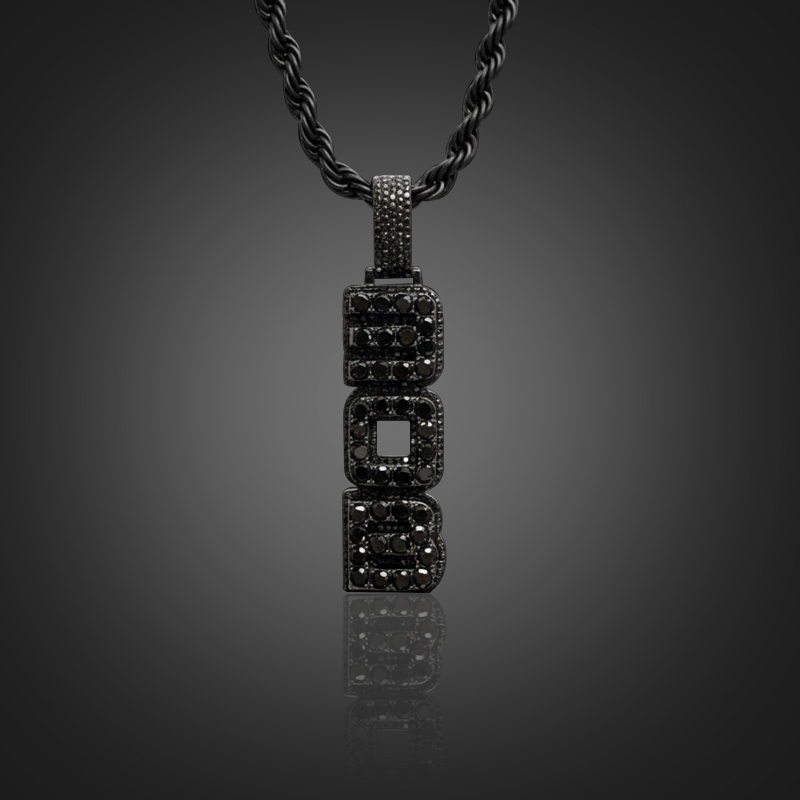 Iced Out Custom Double Layer Vertical Letter Pendant - - Image 7