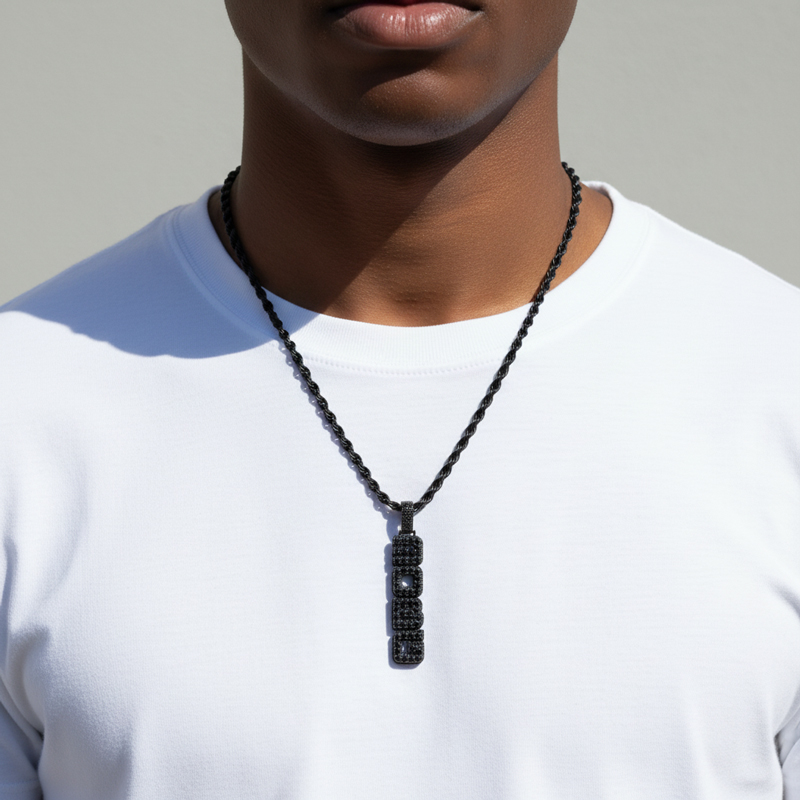 Iced Out Custom Double Layer Vertical Letter Pendant - - Image 10