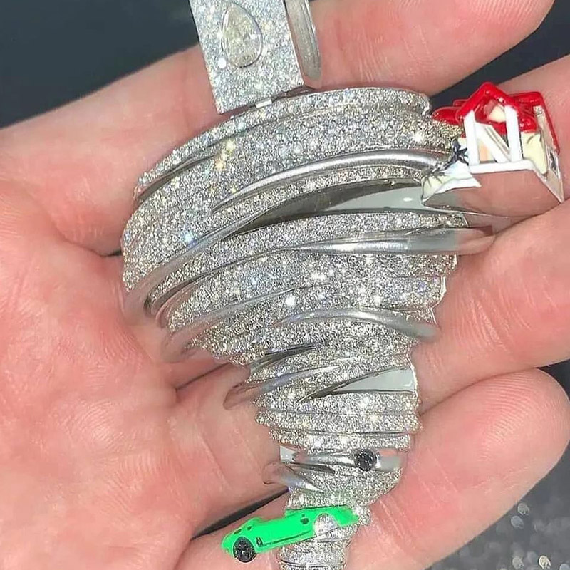 Iced Out Out Tornado Pendant Gold With Street Luxury Shine - Image 3