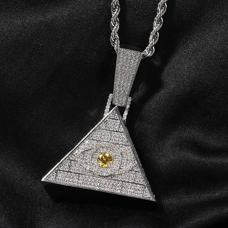Iced Out Out Pyramid Eye Of Horus Pendant Gold With Street Luxury Shine - Image 3