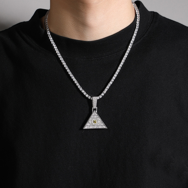 Iced Out Out Pyramid Eye Of Horus Pendant Gold With Street Luxury Shine - Image 4