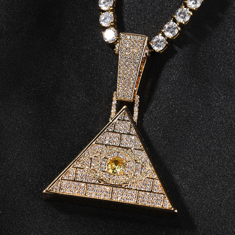 Iced Out Out Pyramid Eye Of Horus Pendant Gold With Street Luxury Shine - Image 5