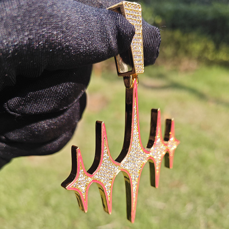 Glow In The Dark Iced Out Stars Pendant Gold With Street Luxury Shine - Image 5