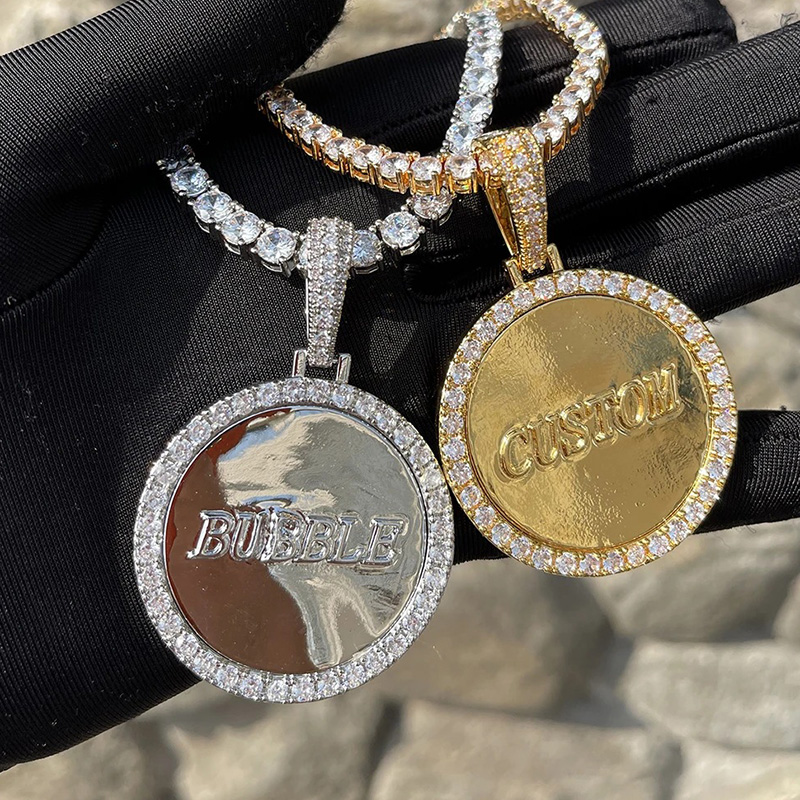 Iced Out Out Custom Round Name Pendant Gold With Street Luxury Shine