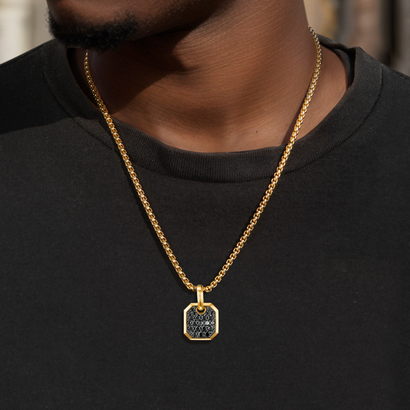1.8 Ctw Black/white/sapphire Diamond Men's Amulet Pendant Iced Out - Image 4