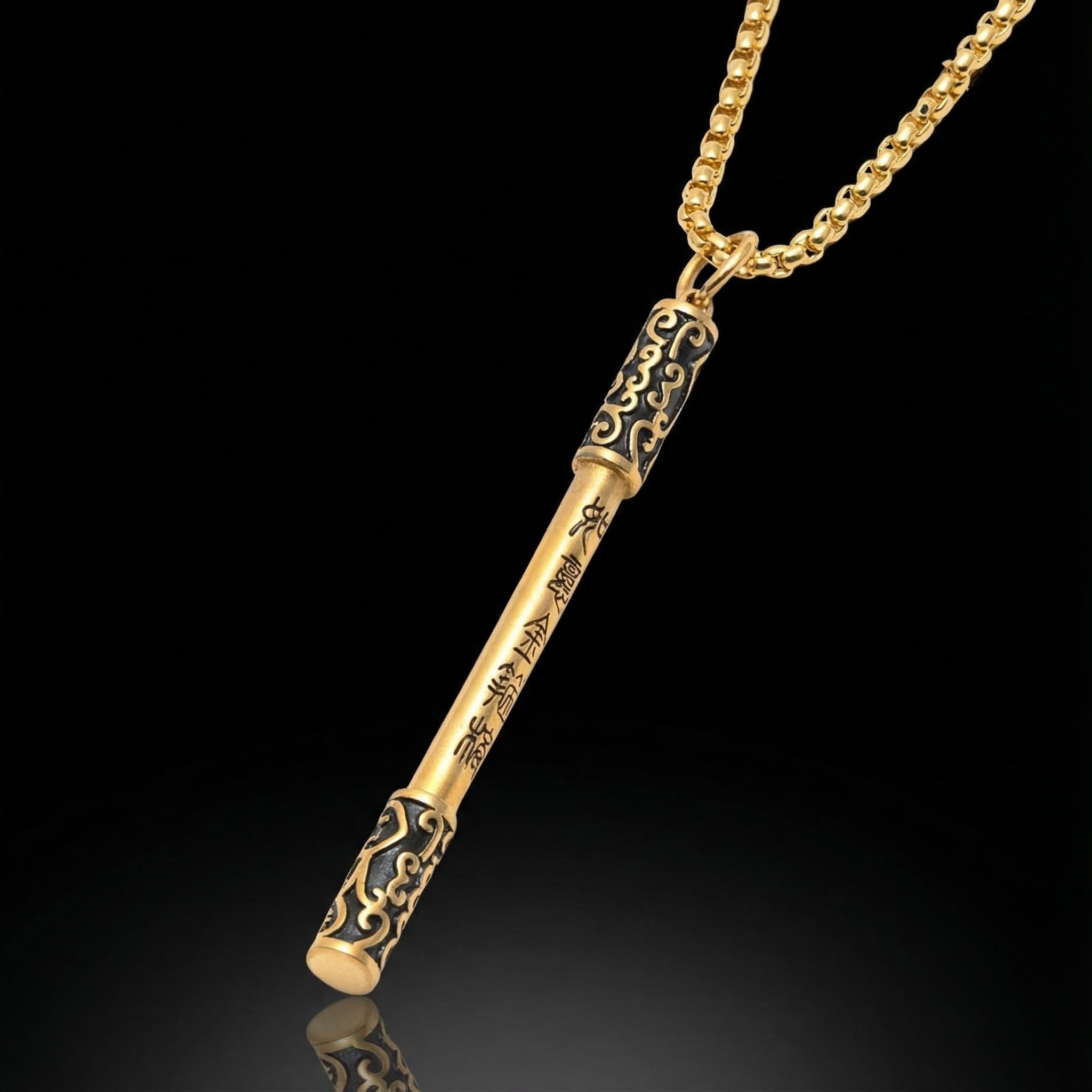 As-you-will Gold-banded Cudgel Weapon Stick Pendant With Gold Shine