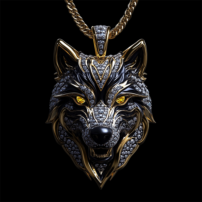 Iced Out Fierce Wolf Head Pendant Silver With Street Luxury Shine