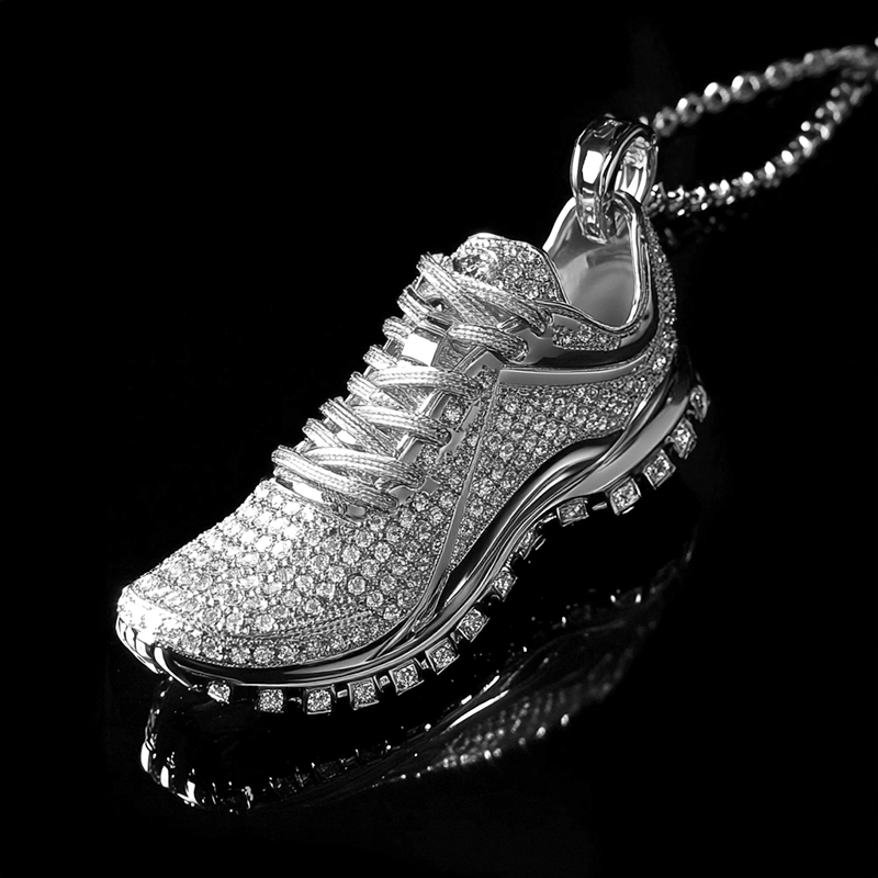 Micro Paved Sports Running Shoes Pendant Silver With Street Luxury Shine - Image 3