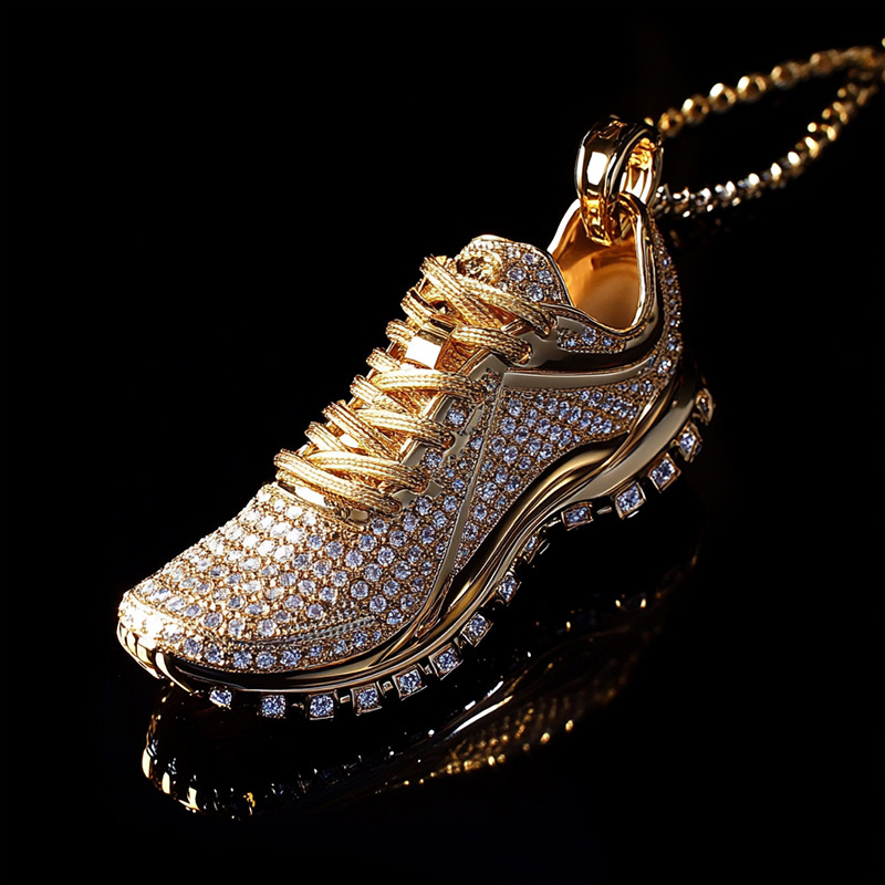 Micro Paved Sports Running Shoes Pendant Silver With Street Luxury Shine