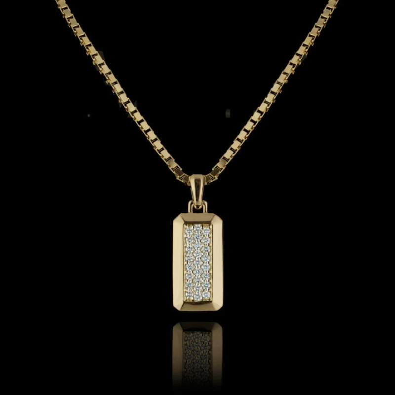 Diamond Rectangular Dog Tag Pendant Moissanite With Street Luxury Shine