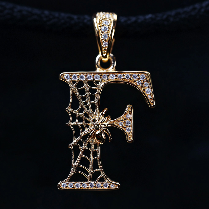 Iced Out Spider Web 26 Initial Letters Pendant With Street Luxury Shine - Image 4
