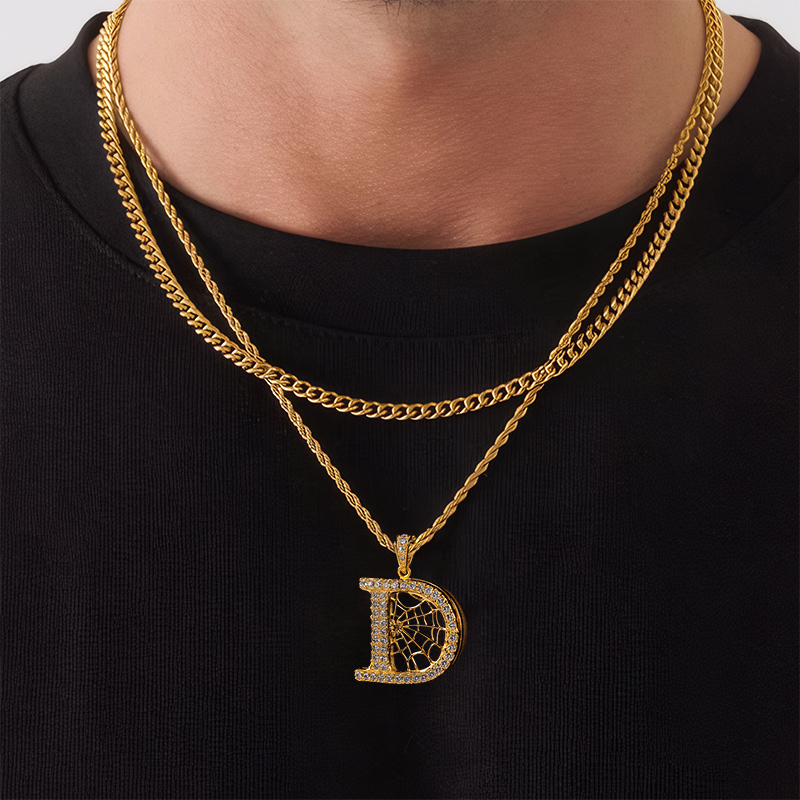 Iced Out Spider Web 26 Initial Letters Pendant With Street Luxury Shine - Image 8