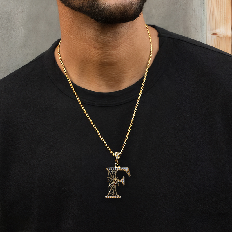 Iced Out Spider Web 26 Initial Letters Pendant With Street Luxury Shine - Image 9