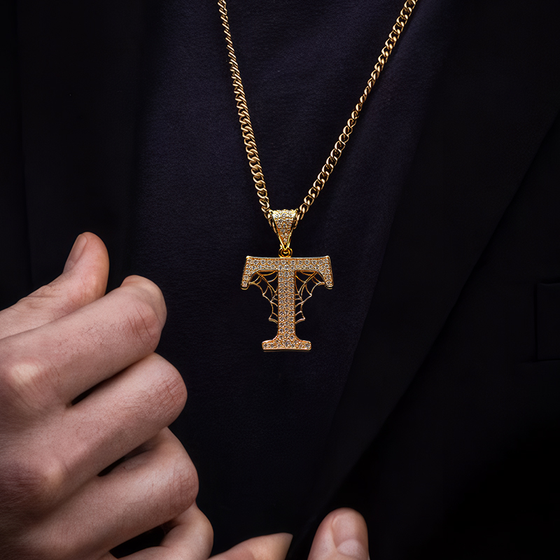 Iced Out Spider Web 26 Initial Letters Pendant With Street Luxury Shine - Image 10