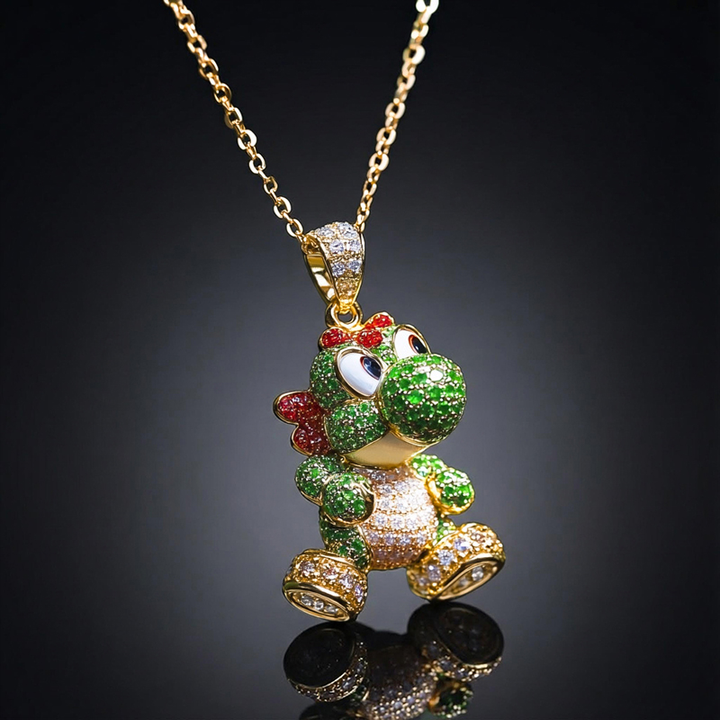 Micro Pave Lovely Dinosaur Pendant Bold Statement Style With Street Luxury