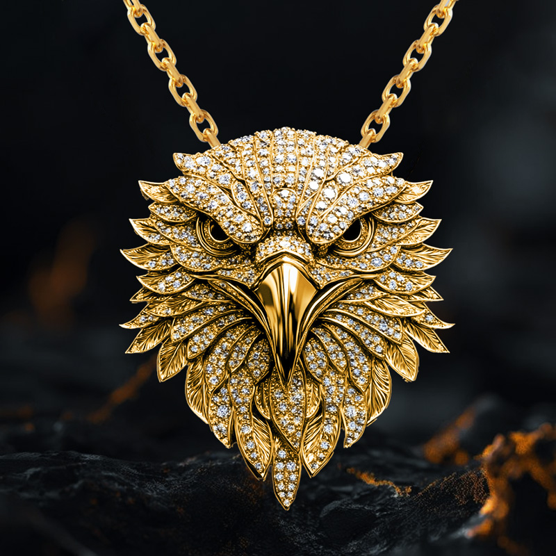 Micro Paved Eagle Head Pendant Moissanite With Street Luxury Shine - Image 3