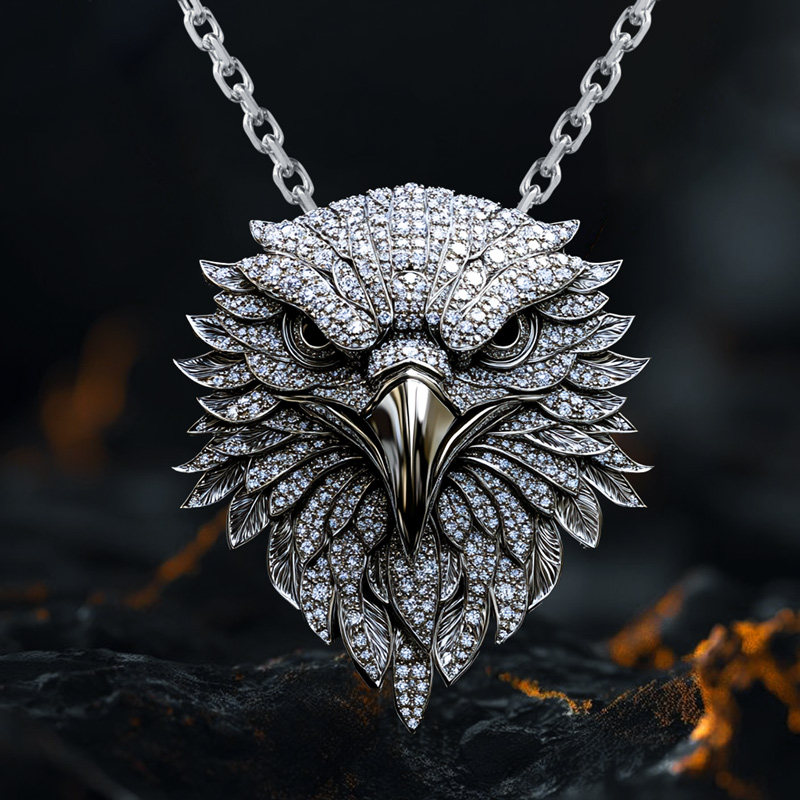 Micro Paved Eagle Head Pendant Moissanite With Street Luxury Shine