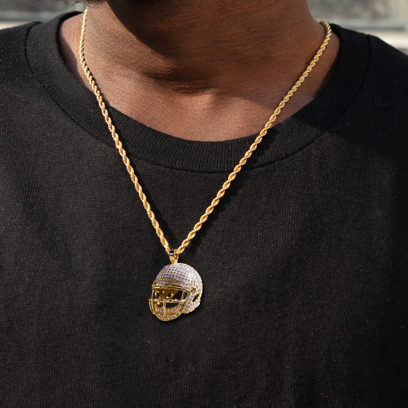 3d Diamond American Football Helmet Pendant With Street Luxury Shine - Image 4