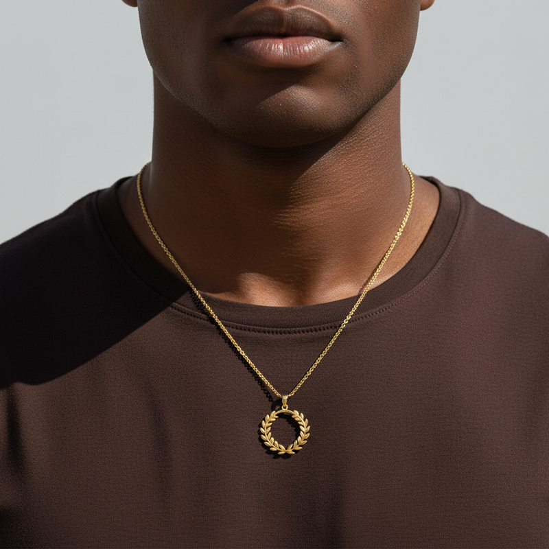 Symbol Of Triumph Laurel Wreath Pendant Gold With Street Luxury Shine - Image 6