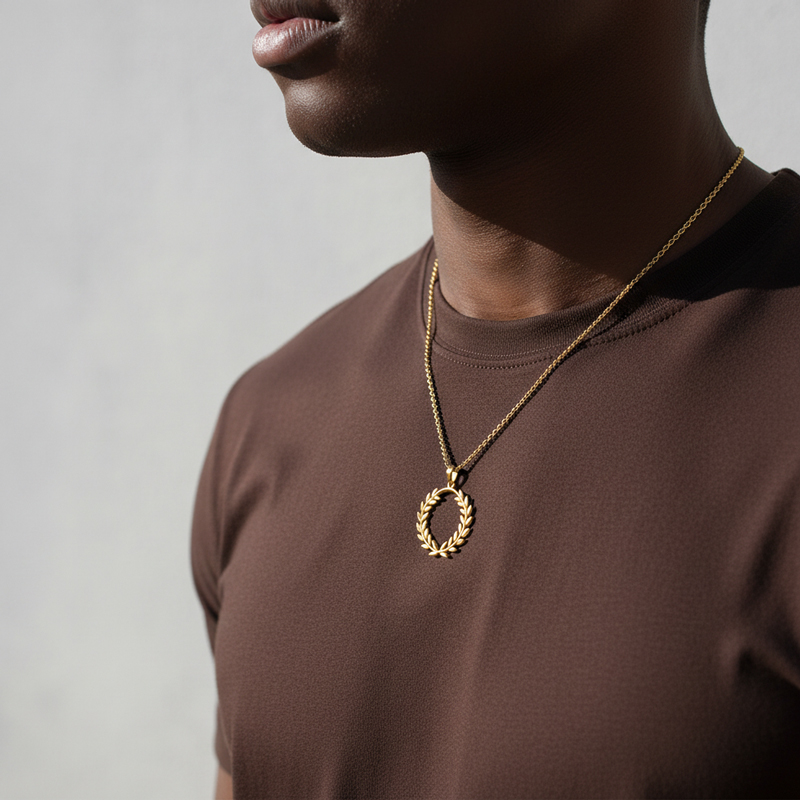 Symbol Of Triumph Laurel Wreath Pendant Gold With Street Luxury Shine - Image 7