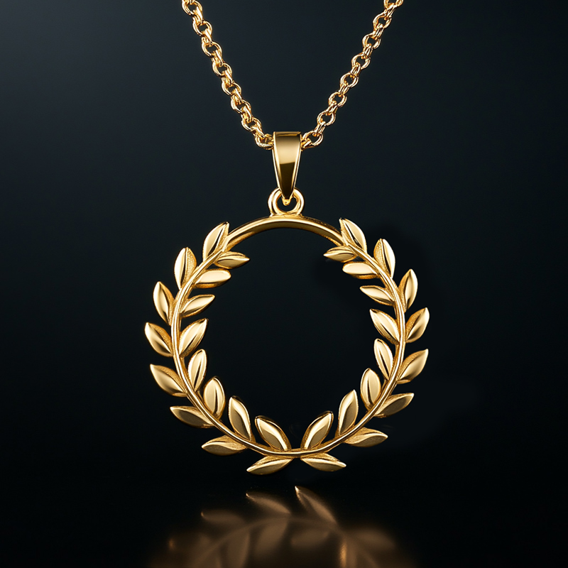 Symbol Of Triumph Laurel Wreath Pendant Gold With Street Luxury Shine