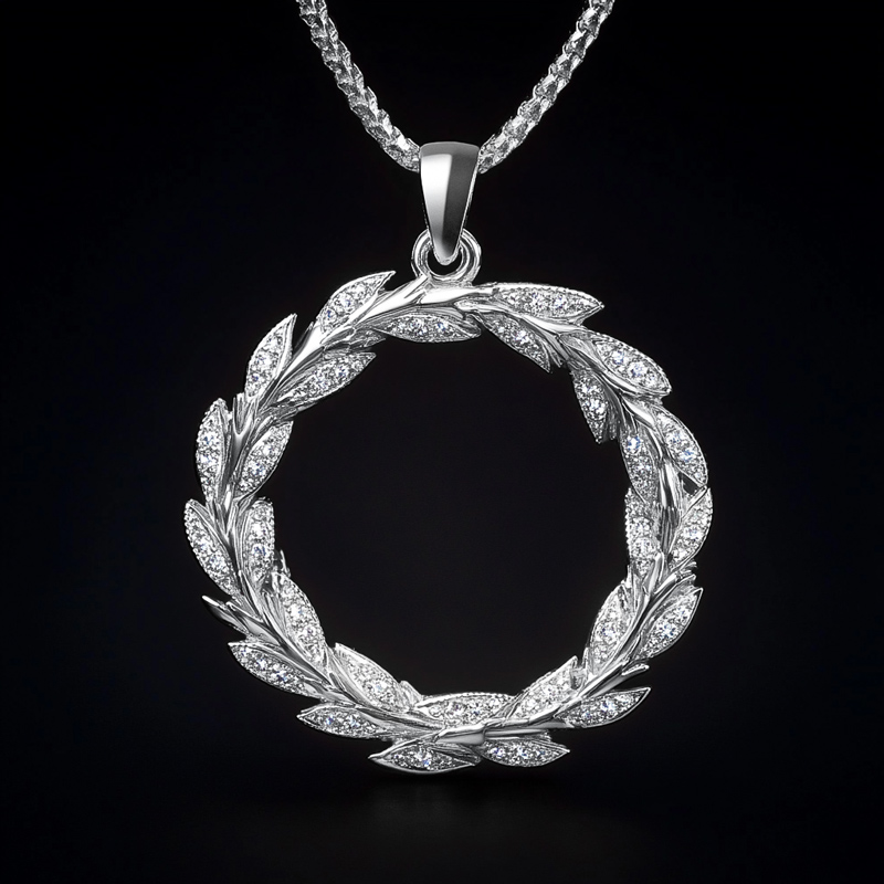Iced Out Symbol Of Triumph Laurel Wreath Pendant Moissanite - Image 3