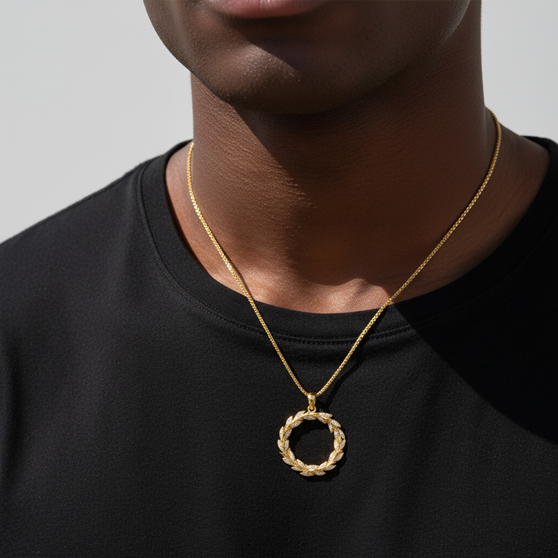 Iced Out Symbol Of Triumph Laurel Wreath Pendant Moissanite - Image 5