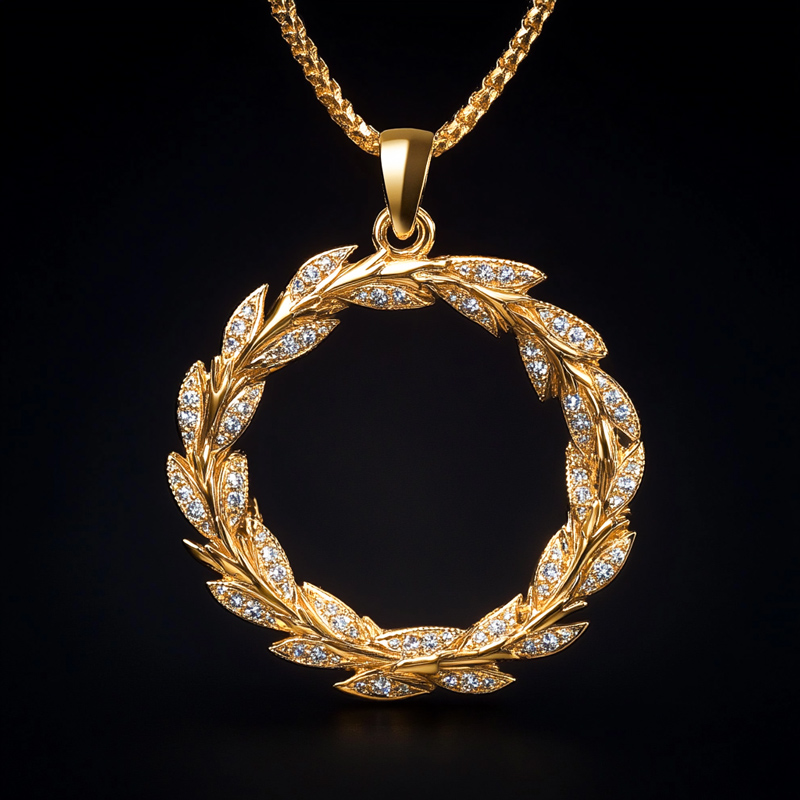 Iced Out Symbol Of Triumph Laurel Wreath Pendant Moissanite