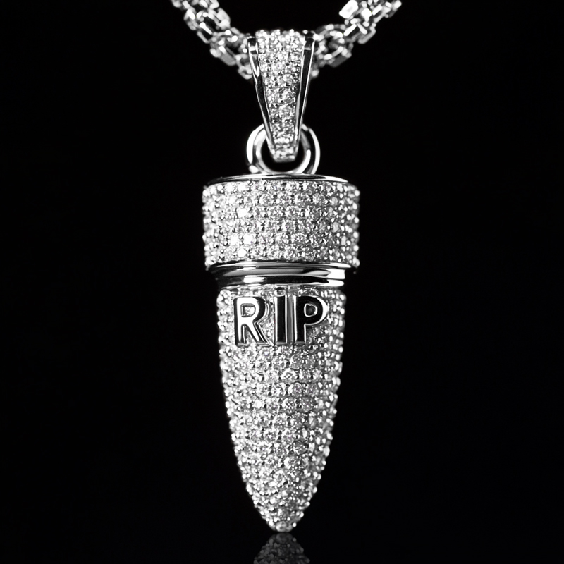 Iced Out Bullet Rip Pendant Gold With Street Luxury Shine - Image 3