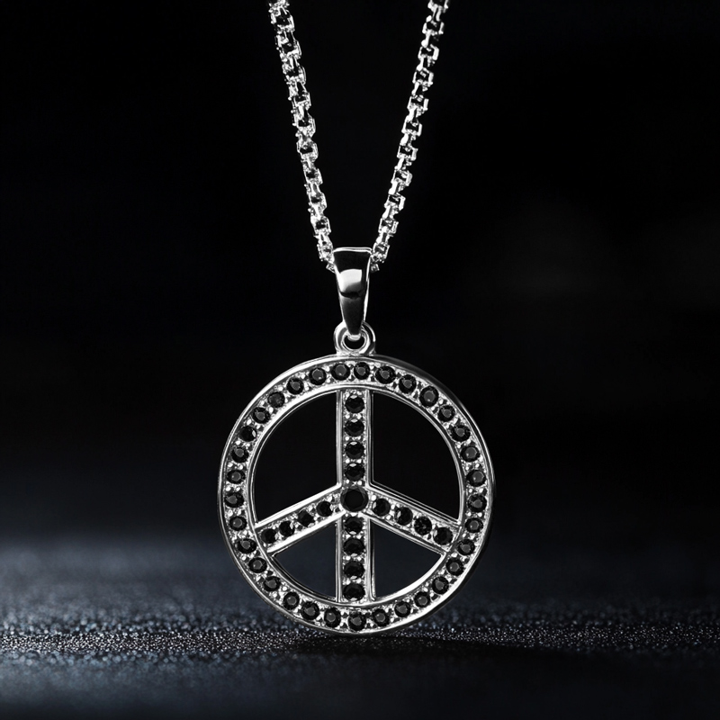 Iced Out Peace Sign Pendant Gold With Street Luxury Shine - Image 5